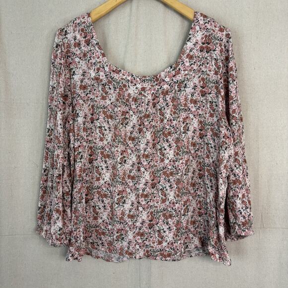 Angels Forever Young Floral Blouse Women Size 2X Pink Peasant Boho Cottage Fairy - Picture 7 of 8